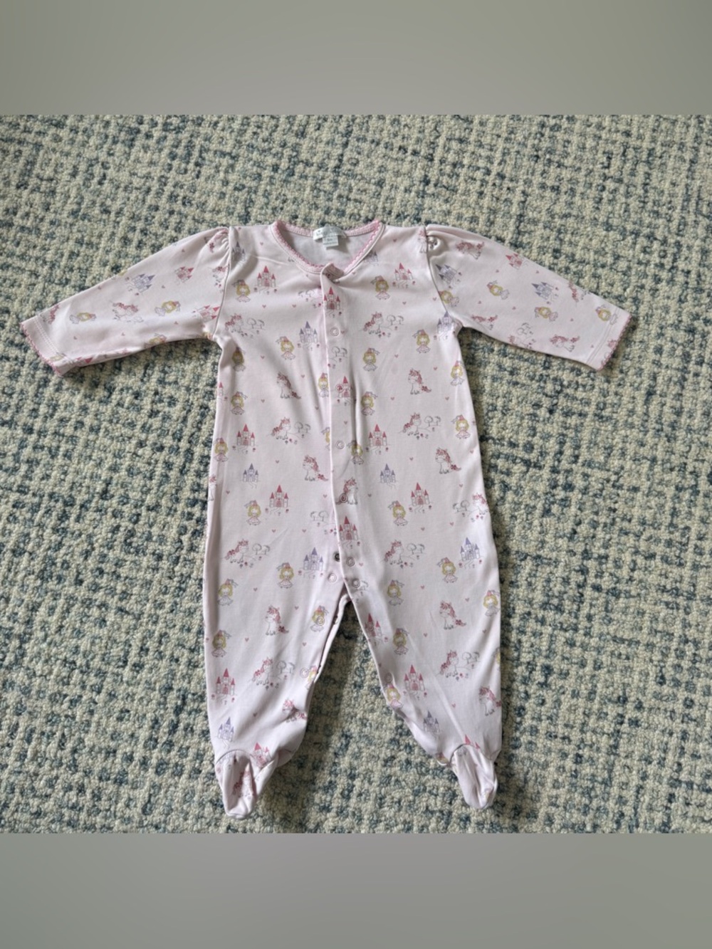 Kissy Kissy Princess Castle Unicorn Print Pima Cotton footie - size 9m